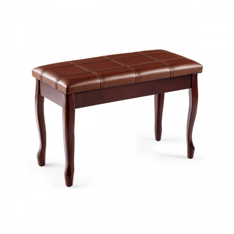 Solid Wood PU Leather Piano Bench with Storage