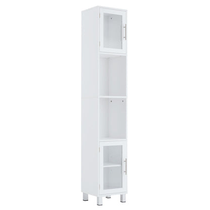 Armoire de rangement de salle de bain de 71 pouces de hauteur et étagères de présentation pour chambre à coucher - Blanc