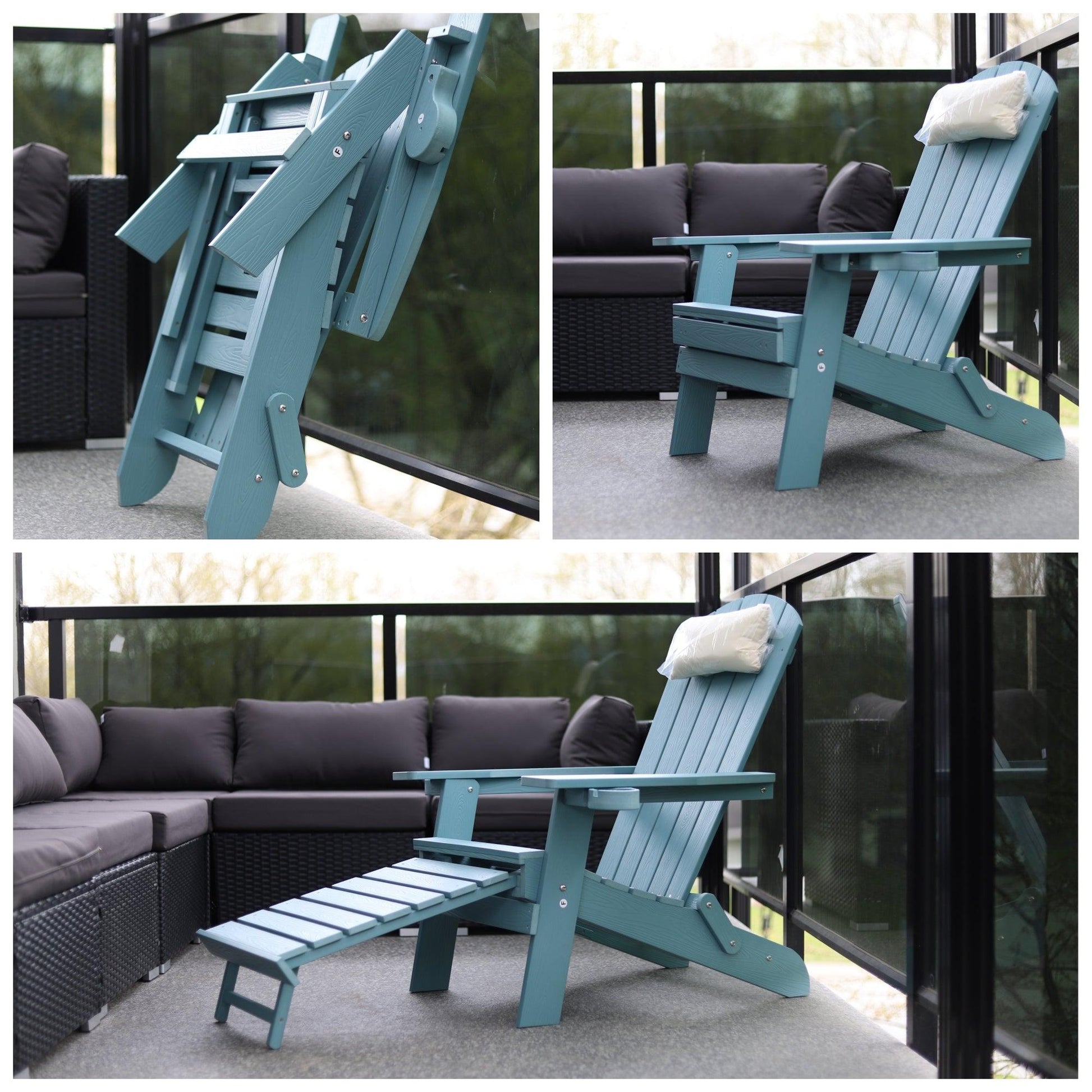 ADIRONDACK Chairs FULLY FOLDABLE 💥 with Foldable FOOTREST & Back CUSHION - Save on Sofas