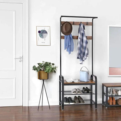 Coat Rack with Bench, Conquer Clutter with the 4-in-1 Hall Tree.