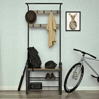 Coat Rack with Bench, Conquer Clutter with the 4-in-1 Hall Tree.