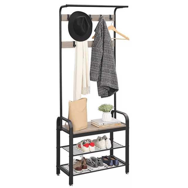 Coat Rack with Bench, Conquer Clutter with the 4-in-1 Hall Tree.