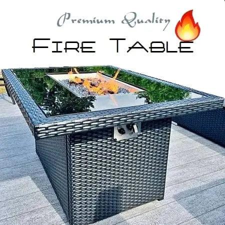 Premium Wicker Fire Pit Table