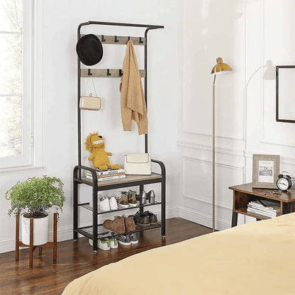 Coat Rack with Bench, Conquer Clutter with the 4-in-1 Hall Tree.